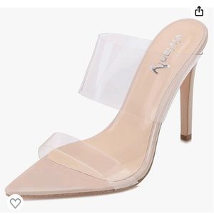 vivianly Clear Pointed Toe Heels  Transparent Strap Stiletto High Heels Slip